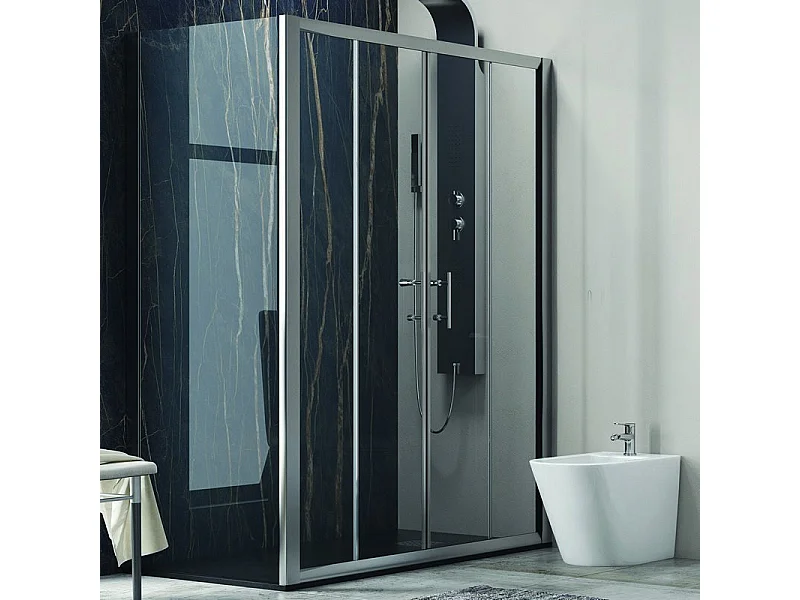 Box doccia angolare 160x70 cm laterale fisso 70cm profili cromo | KF6000S kamalu
