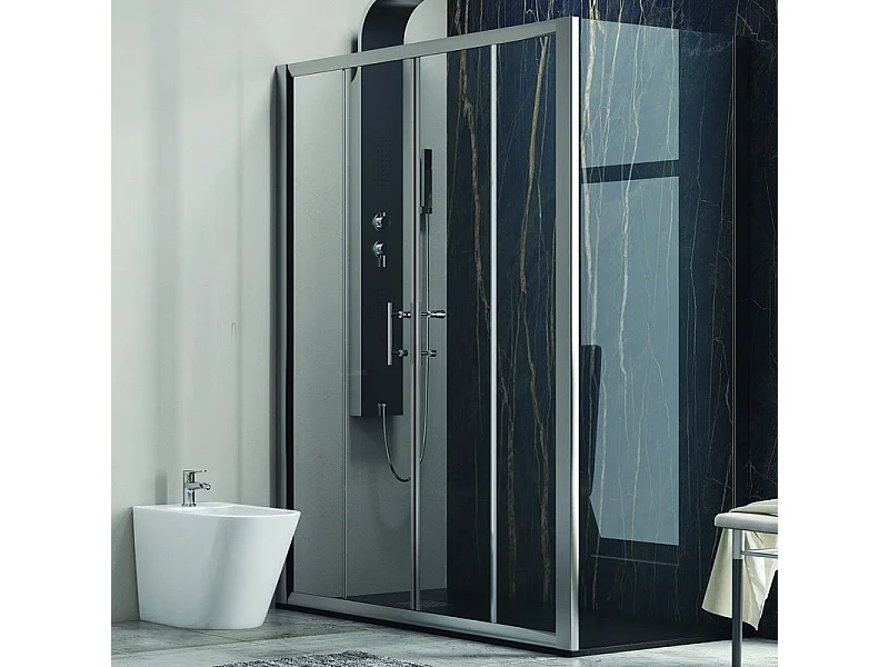 Box doccia angolare 160x70 cm laterale fisso 70cm profili cromo | KF6000S kamalu
