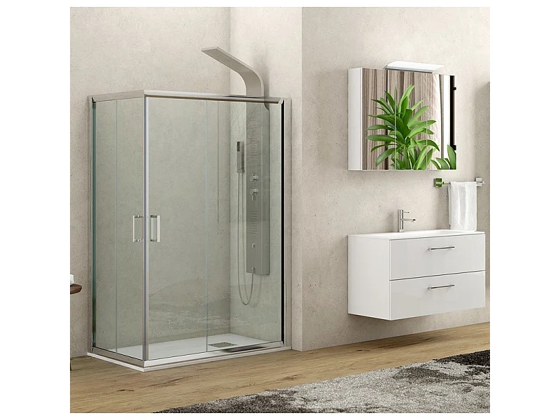 Box doccia dimensioni 140x80 vetro trasparente altezza 180cm K410 kamalu