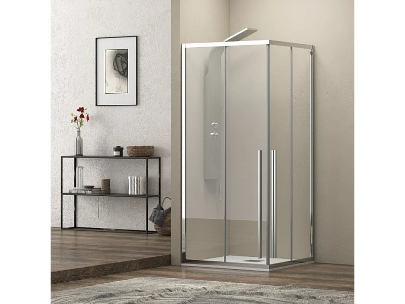 Box doccia angolo 90x70 cm doppio scorrevole vetro 8mm altezza 200h | KEL1000 kamalu