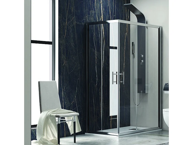 Box doccia 140x70 cm angolare cristallo trasparente anticalcare KF1000 kamalu