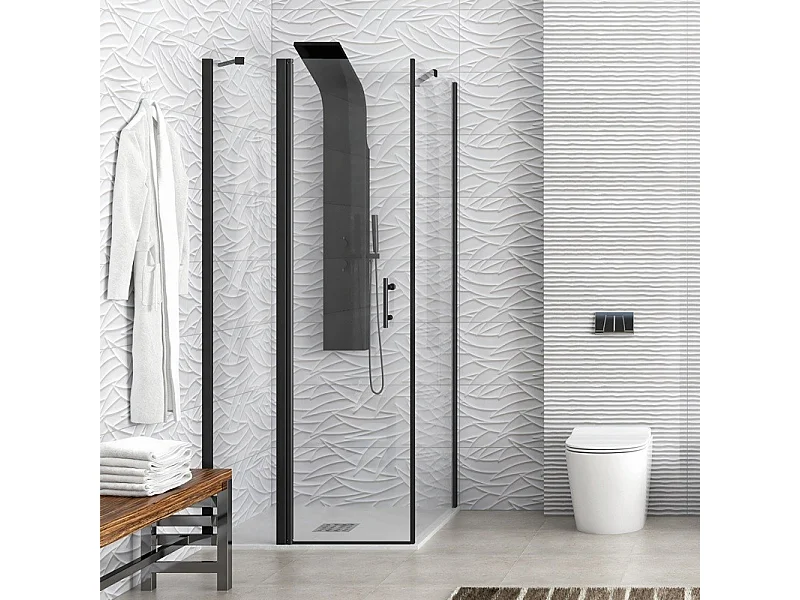 Box doccia 70x120cm finitura nera battente e fisso 70cm | KPX2800N kamalu