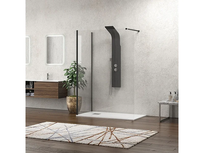 Doccia walk in 80x100 angolare con profilo nero | KW4000B kamalu