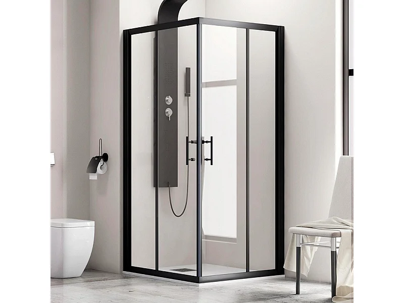 Box doccia 100x80 cm profili neri vetro trasparente modello KF1000B kamalu