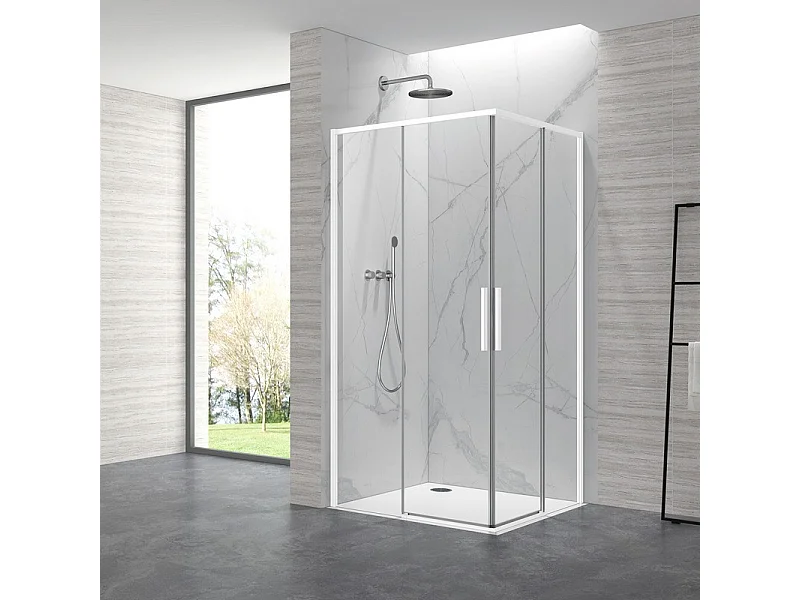 Box doccia 70x70cm angolare porte scorrevoli finitura bianca| KLA1000W kamalu