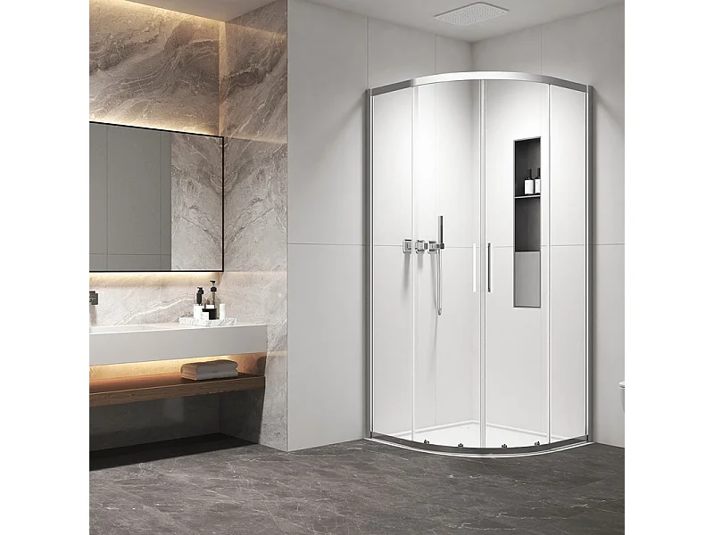 Box doccia 90x90 semicircolare altezza 200h finitura cromo | KZ2000 kamalu
