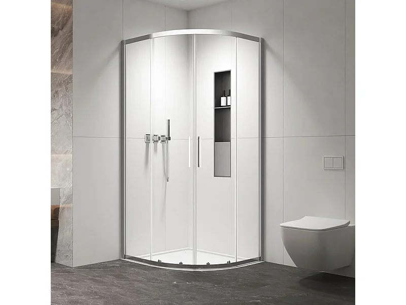 Box doccia 90x90 semicircolare altezza 200h finitura cromo | KZ2000 kamalu