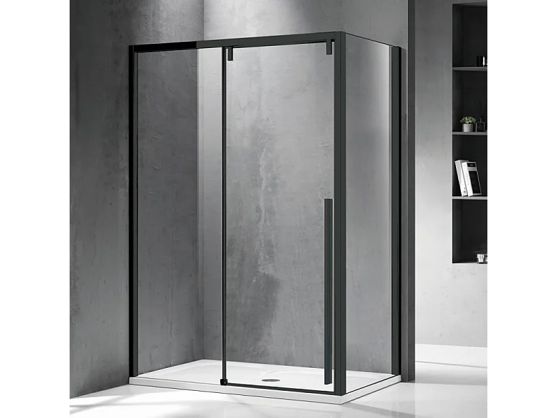 Cabina doccia 80x120 telaio nero anta scorrevole e lato fisso | KSA5000N kamalu