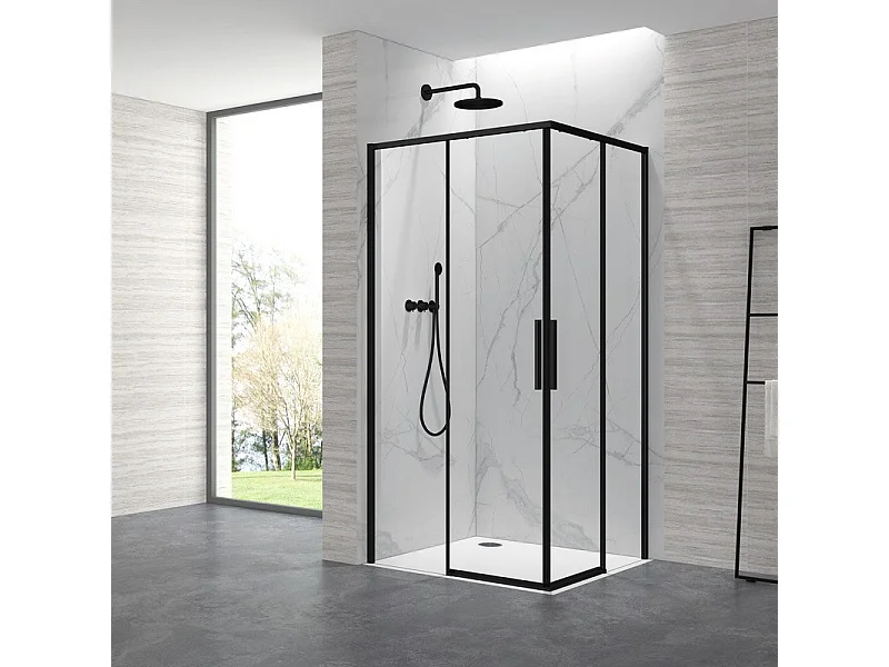 Box doccia 70x100cm angolare porte scorrevoli finitura nera | KLA1000N kamalu
