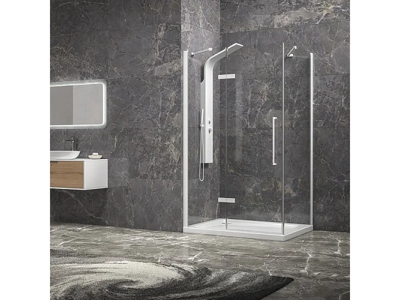 Box doccia 80x70 bianco battente 70cm laterale fisso 80cm | KT5000B kamalu