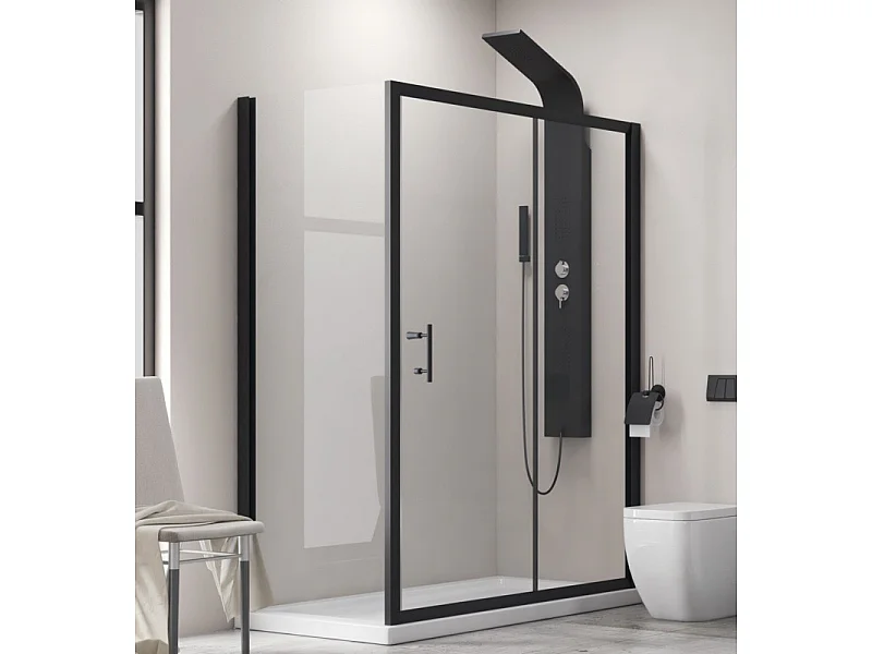 Cabina doccia 100x80 cm telaio nero e anta scorrevole KFN5000S kamalu
