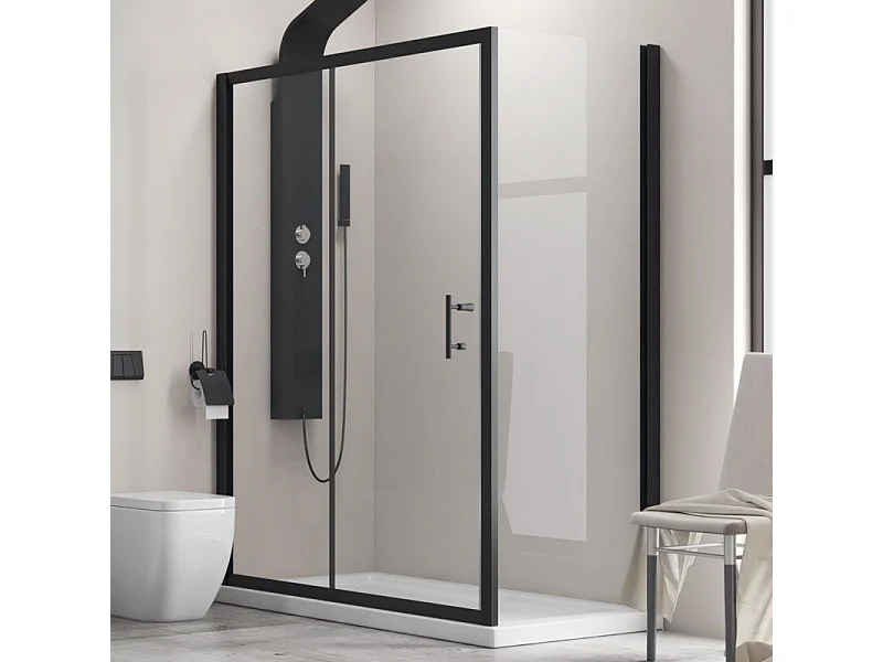Cabina doccia 100x80 cm telaio nero e anta scorrevole KFN5000S kamalu