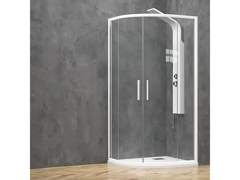 Box doccia semicircolare 90x90 finitura bianca opaca KE-2000B kamalu