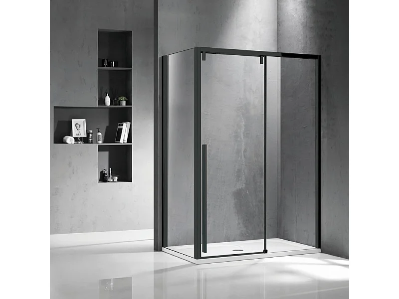 Box doccia 70x120 scorrevole con lato fisso telaio nero | KSA5000B kamalu