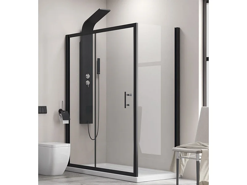 Box doccia 140x70 telaio colore nero e anta scorrevole KFN5000S kamalu