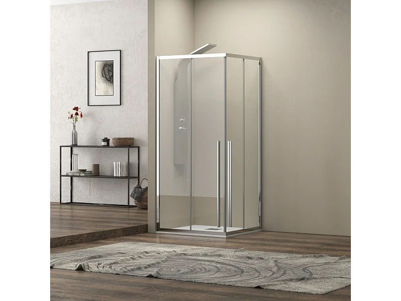 Box doccia angolo 80x70 cm doppio scorrevole vetro 8mm altezza 200h | KEL1000 kamalu