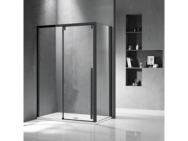 Cabina doccia 70x140 telaio nero anta scorrevole e lato fisso | KSA5000B kamalu