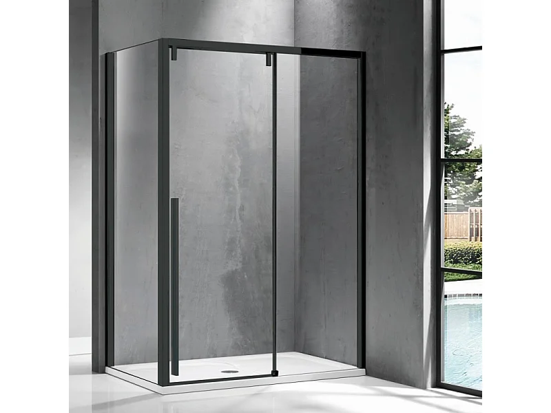 Cabina doccia 70x140 telaio nero anta scorrevole e lato fisso | KSA5000B kamalu