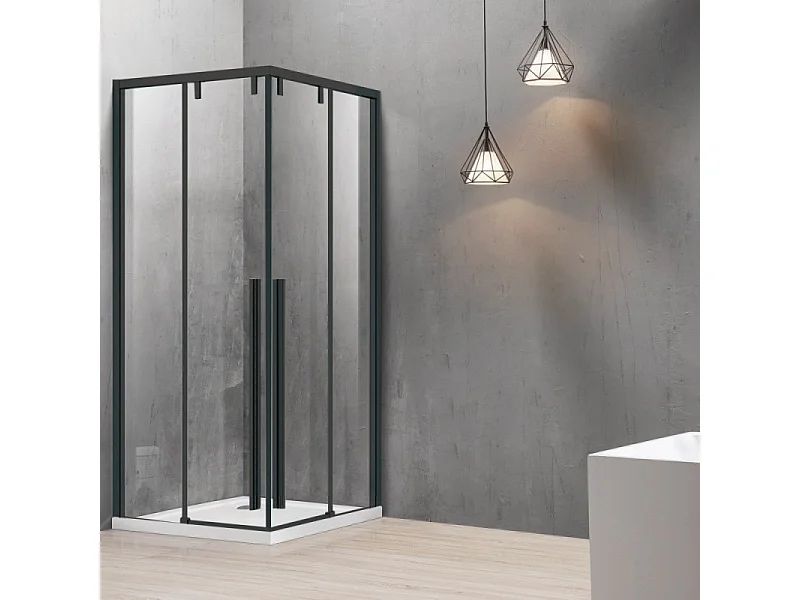 Box doccia 80x120 profilo nero doppio scorrevole vetro 8mm | KSA1000B kamalu