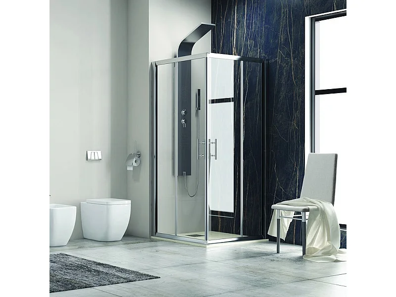 Box doccia 70x70 angolare cristallo 6mm anticalcare KF1000 kamalu