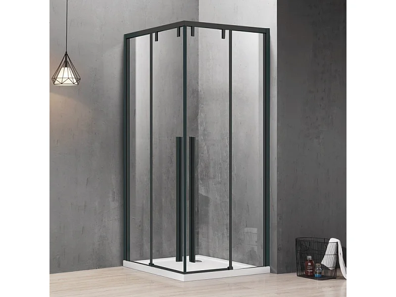 Box doccia 80x90 telaio nero doppio scorrevole vetro 8mm | KSA1000B kamalu