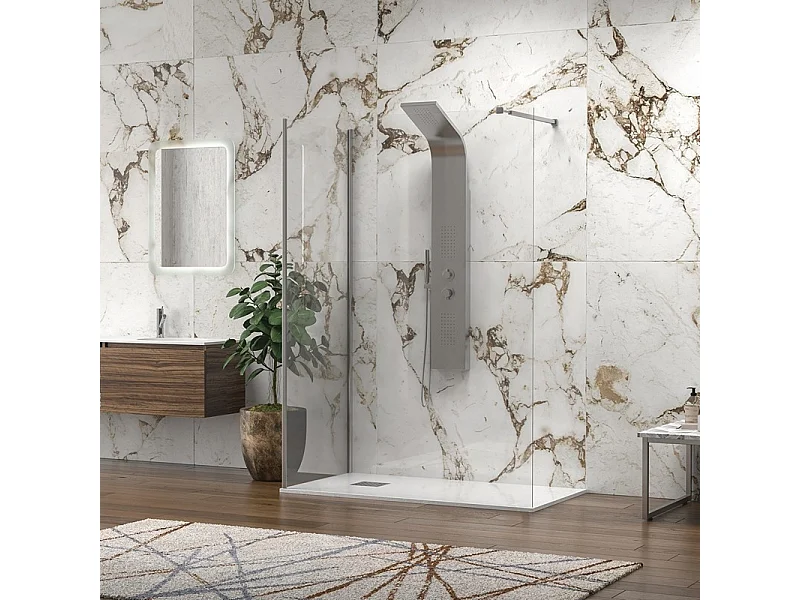 Box doccia walk-in ad angolo 120x90cm vetro anticalcare 8mm KW4000 kamalu