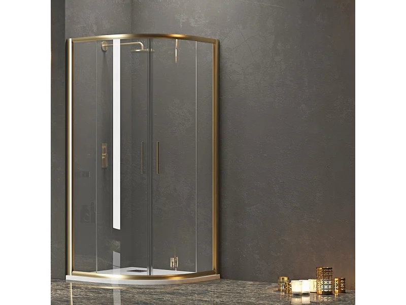 Box doccia semicircolare 80x80 finitura oro opaca KE-2000R kamalu