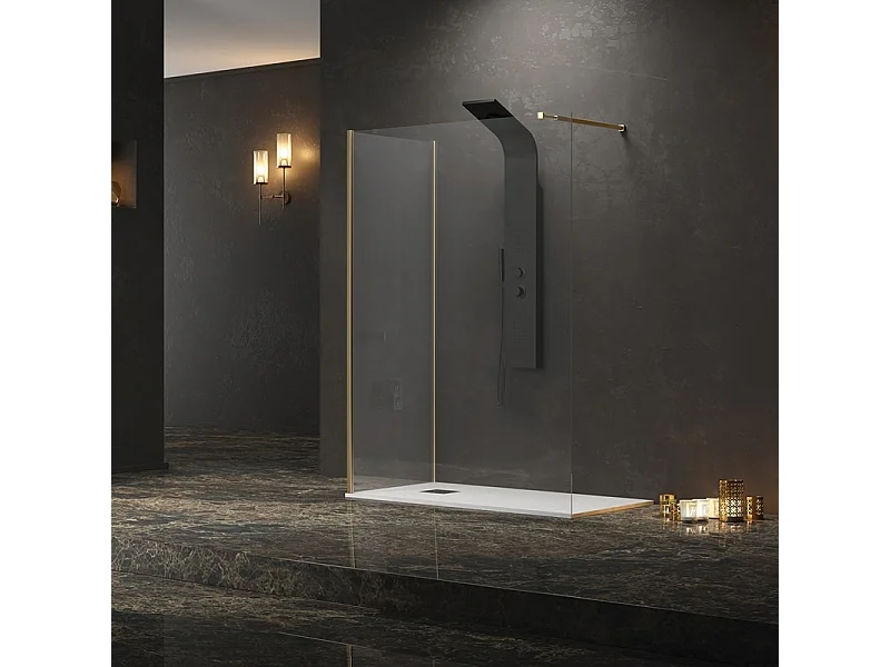 Box doccia angolare walk-in 80x150 cm profilo oro | KW4000G kamalu