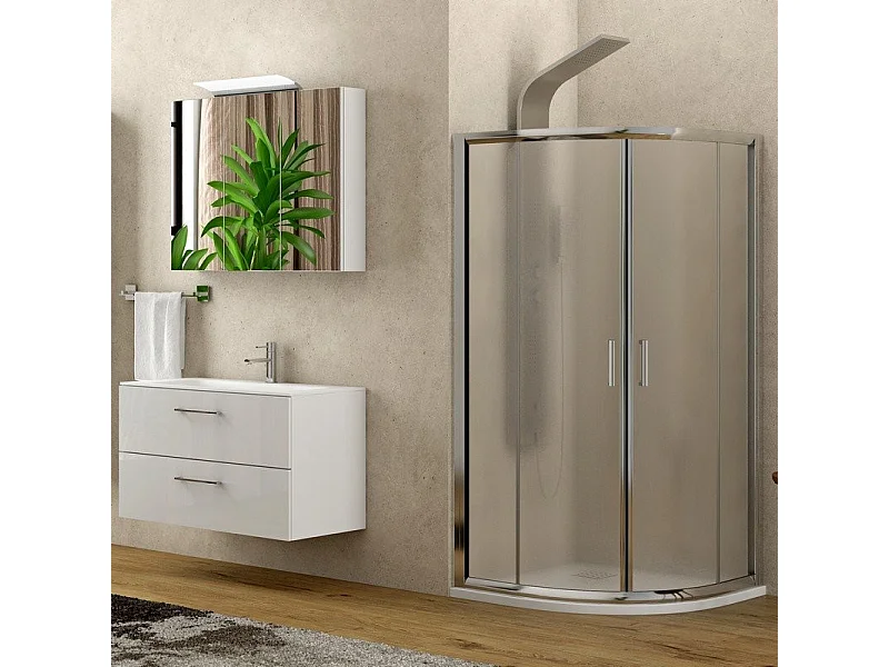 Box doccia 80x80 semicircolare vetro opaco altezza 180cm | K400 kamalu