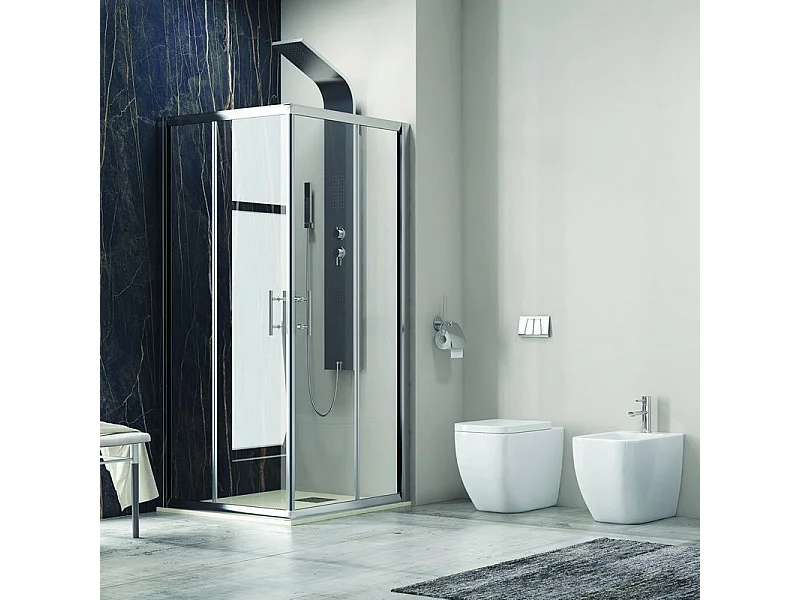 Box doccia 90x80 ad angolo 2 ante scorrevoli trasparente KF1000 kamalu