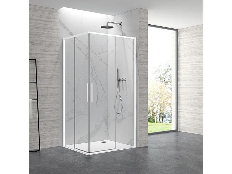 Box doccia 80x80cm angolare porte scorrevoli finitura bianca| KLA1000W kamalu