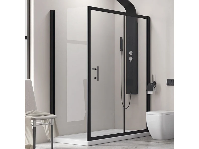 Box doccia 140x80 telaio colore nero anta scorrevole anticalcare KFN5000S kamalu