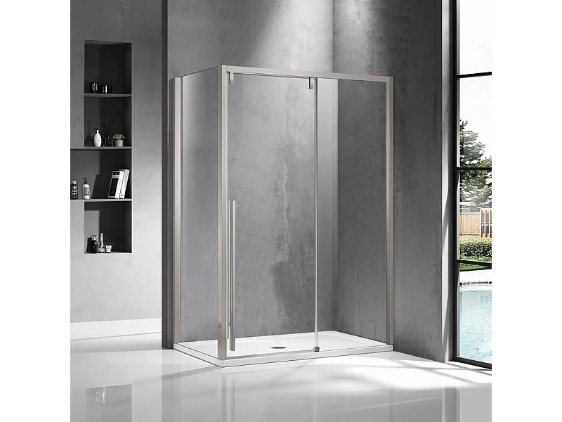 Cabina doccia 70x120 scorrevole con lato fisso 70 cm finitura acciaio spazzolato | KSA5000AS kamalu