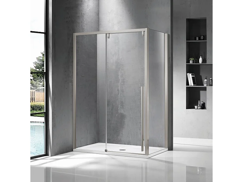 Cabina doccia 70x120 scorrevole con lato fisso 70 cm finitura acciaio spazzolato | KSA5000AS kamalu