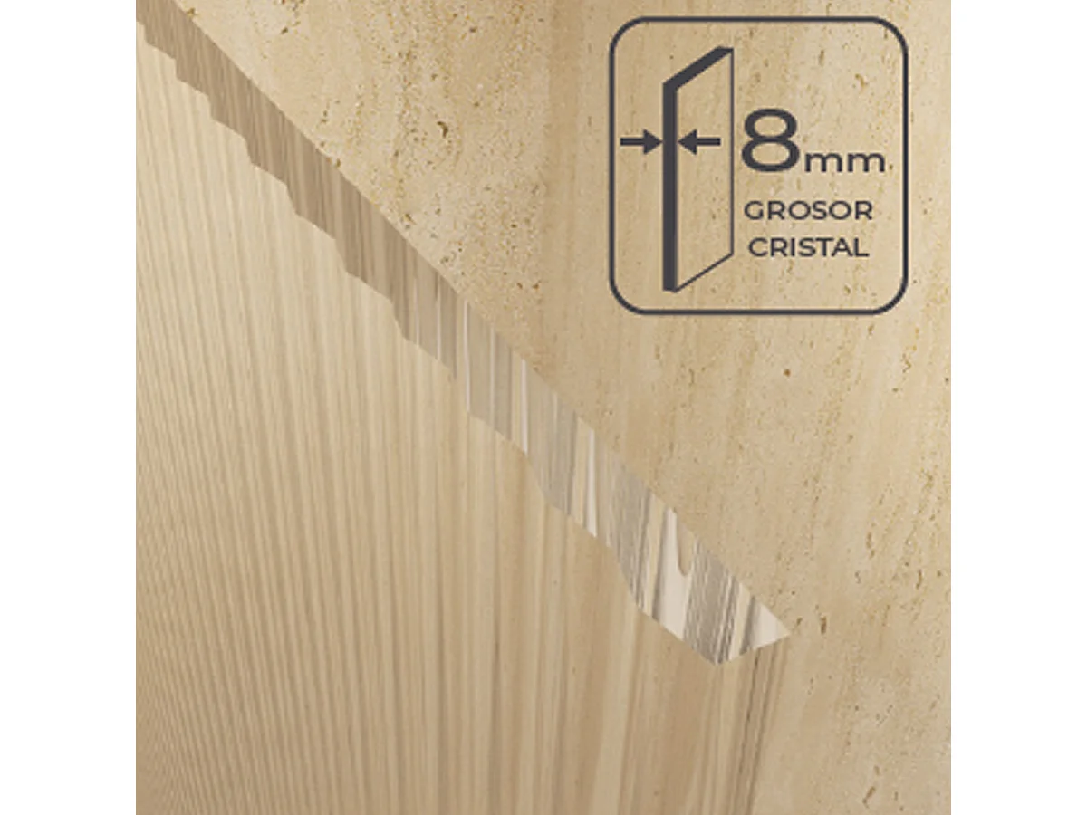 Painel de Chuveiro Fixo Walk In | Vidro Temperado 8mm Anticalcário Ondas | Altura 200cm | Oro Cepillado 120cm
