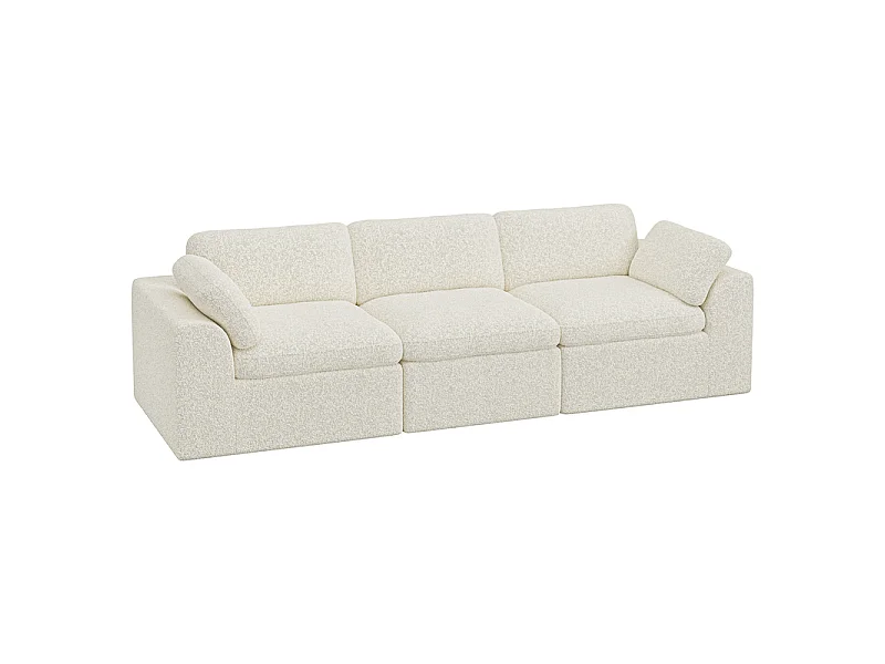 Canapé 3 places modulable en tissu chenille beige 286x102x88cm