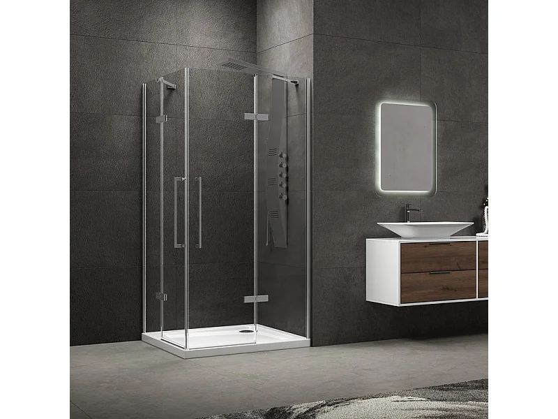 Cabina doccia 70x110 apertura doppio battente in acciaio spazzolato | KT1000AS kamalu