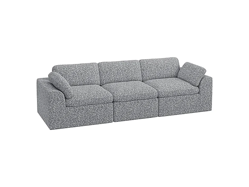 Canapé 3 places modulable en tissu chenille gris 286x102x88cm