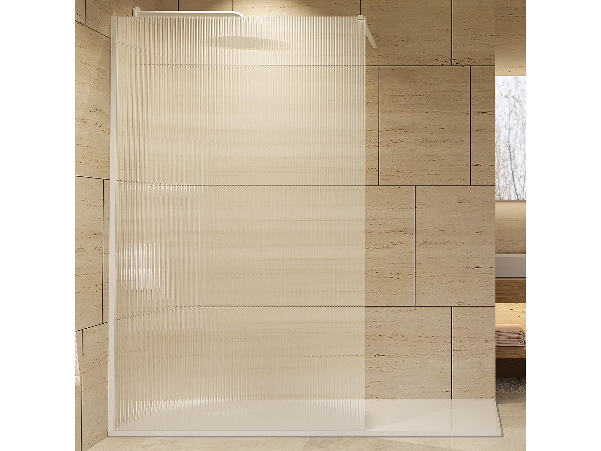 Stały panel prysznicowy Walk In | Szkło hartowane 6 mm, antykamień, Falisty | Wysokość 200 cm | Blanco Mate 80cm