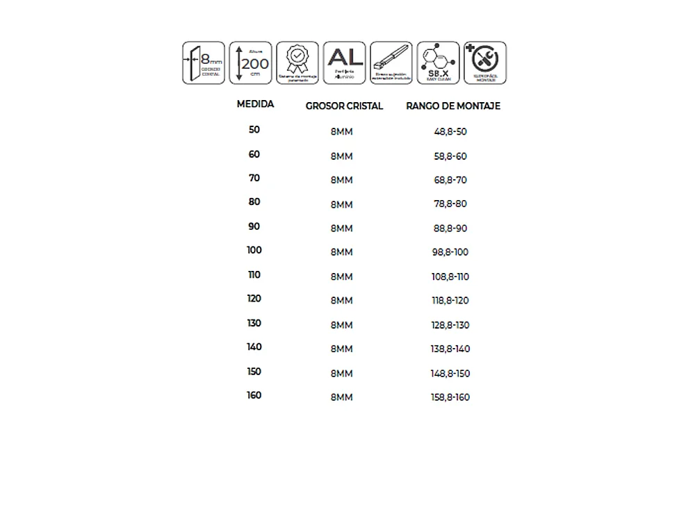 Pannello Doccia Fisso Walk-In | Vetro Temperato 8 mm Anticalcare Trasparente | Altezza 200 cm | Oro Spazzolato 50cm