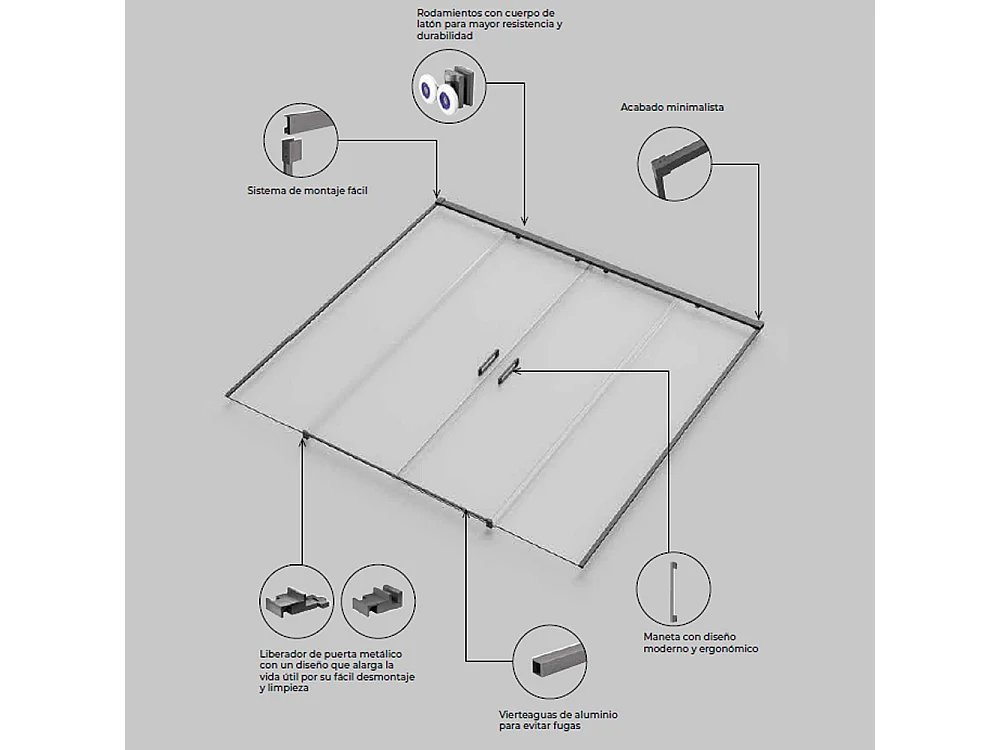 Box Doccia Frontale 2 Fissi + 2 Porte Scorrevoli | Vetro Temperato 6 mm Anticalcare | Altezza 195 cm | Profilo Black Gun Metal 155cm (adap. 151,1-156)