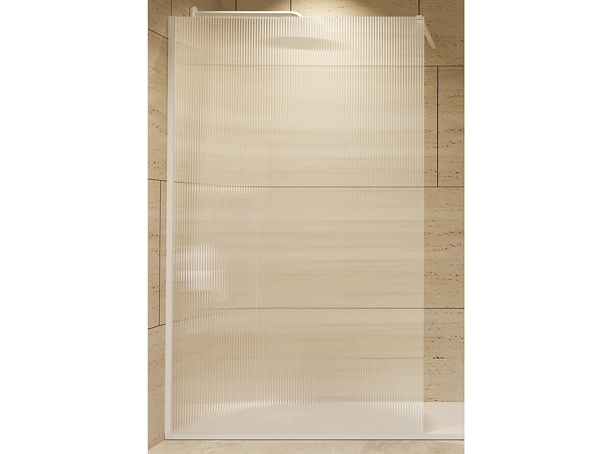 Stały panel prysznicowy Walk In | Szkło hartowane 6 mm, antykamień, Falisty | Wysokość 200 cm | Blanco Mate 100cm