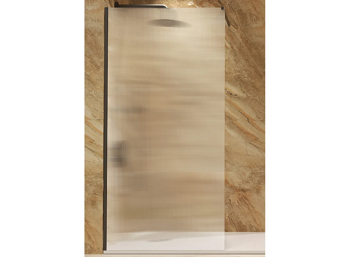Pannello Doccia Fisso Walk-In | Vetro Temperato 6 mm Anticalcare Ondulato | Altezza 200 cm | Black Gun Metal 120cm
