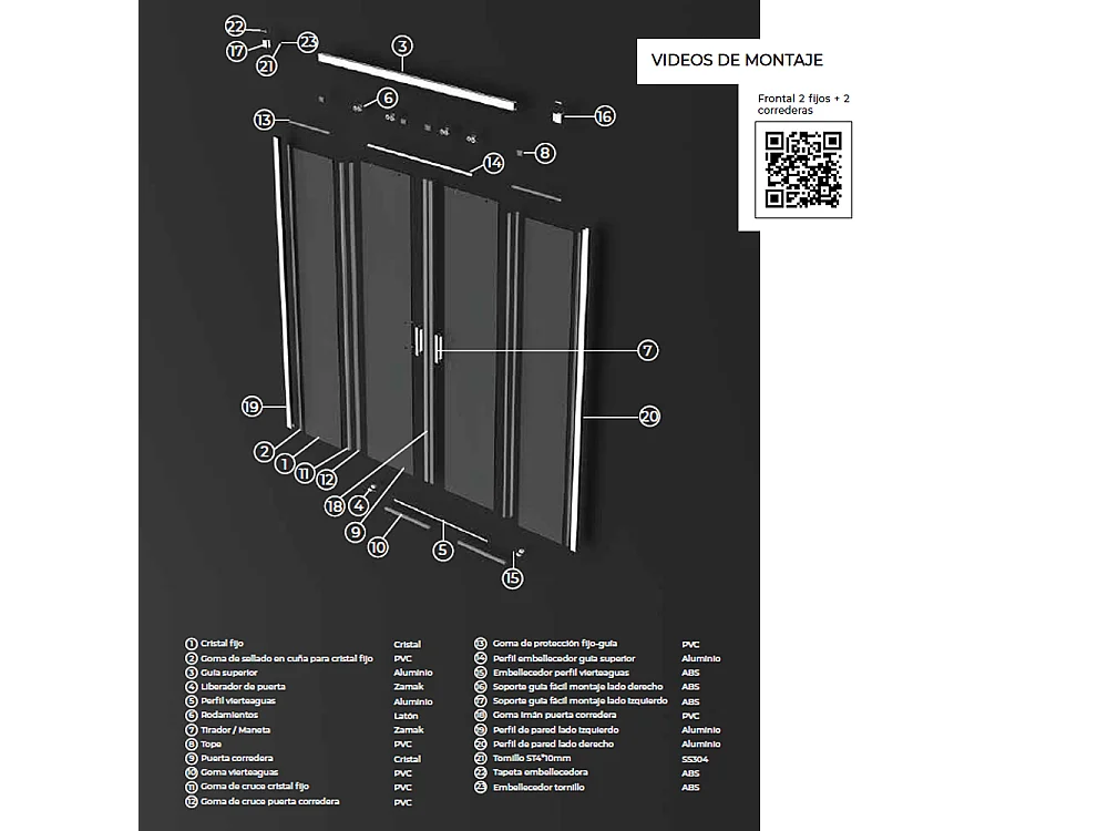 Kabina Prysznicowa Frontowa 2 Stałe + 2 Drzwi Przesuwne | Szkło Hartowane 6 mm z Powłoką Antykamień | Profil Chrom 165cm (adap. 161,1-166)