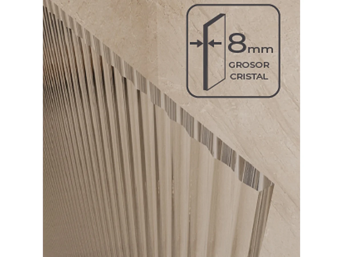 Pannello Doccia Fisso Walk-In | Vetro Temperato 6 mm Anticalcare Ondulato | Altezza 200 cm | Oro Rosa Spazzolato 120cm