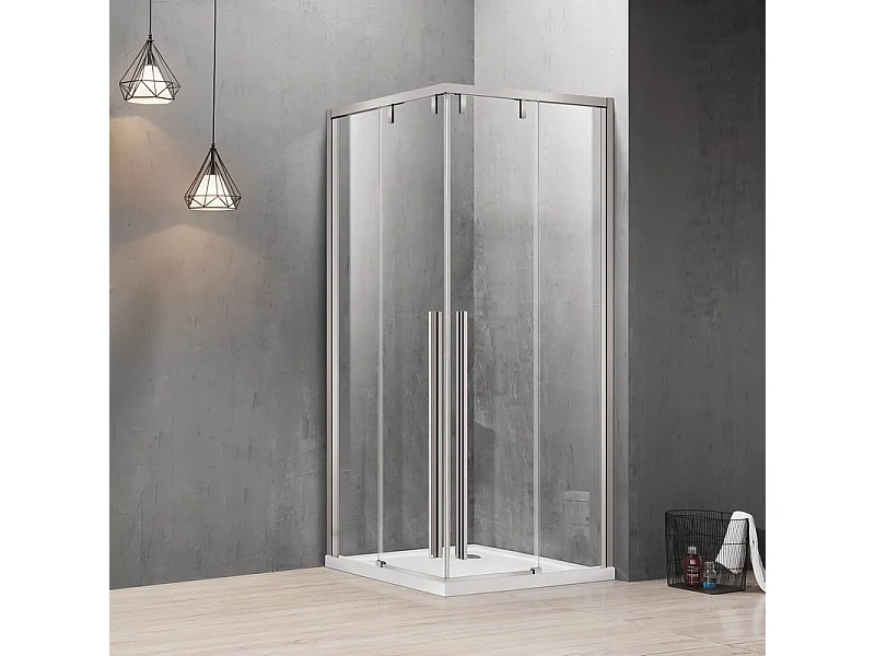 Box doccia 70x90 apertura doppio scorrevole vetro 8mm finitura acciaio spazzolato | KSA1000AS kamalu