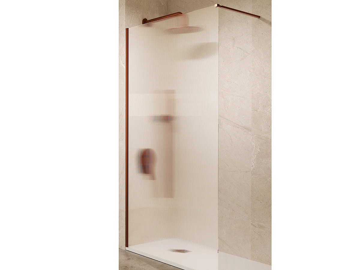 Stały panel prysznicowy Walk In | Szkło hartowane 6 mm, antykamień, Falisty | Wysokość 200 cm | Oro Rosa Cepillado 90cm