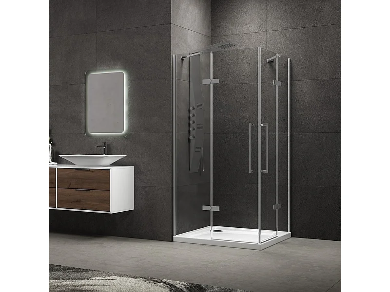 Box doccia acciaio spazzolato 70x80 doppio battente | KT1000AS kamalu