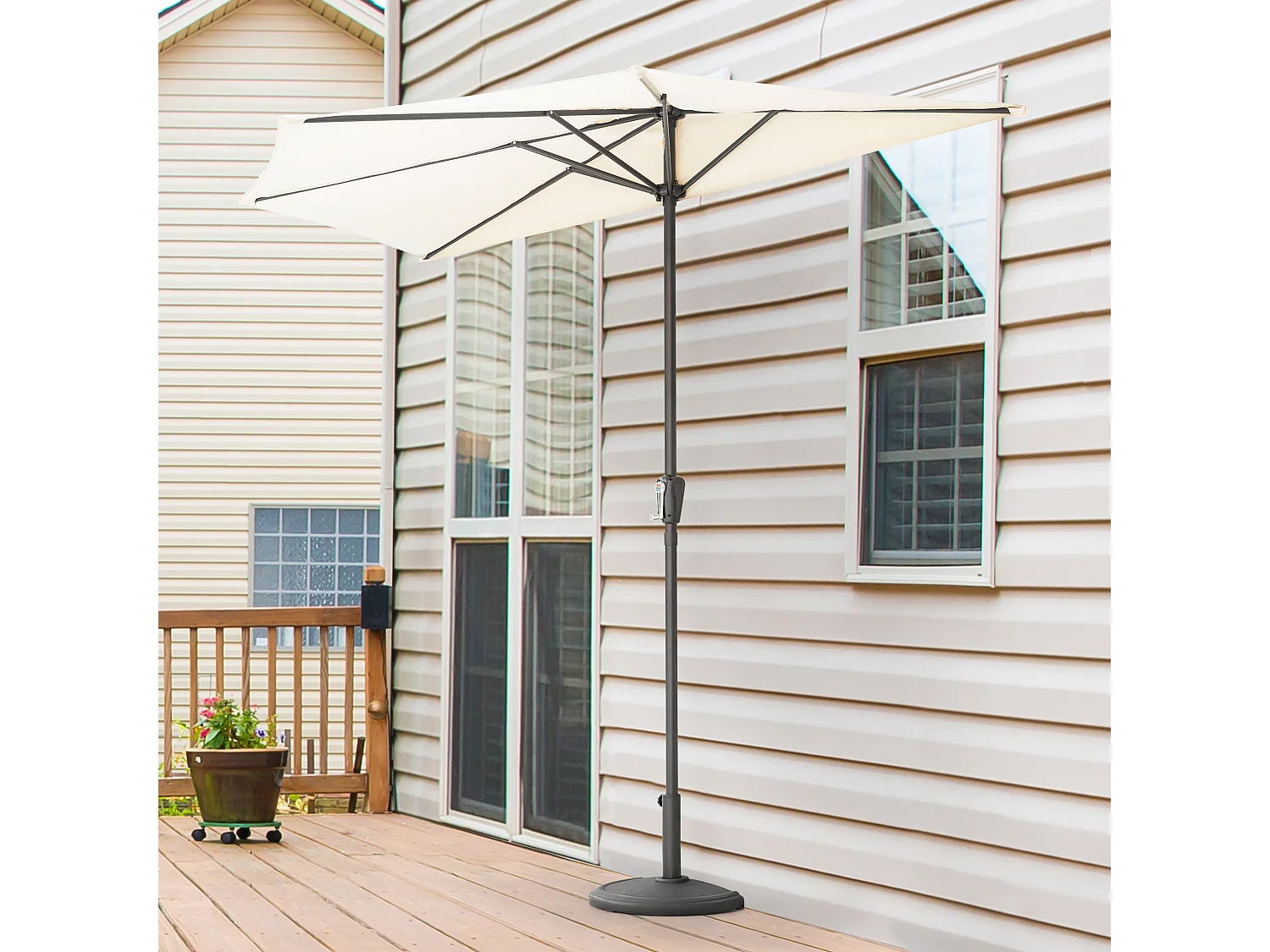 Base de Parasol Demi-Ronde 49 cm 9,5 kg Noir Avestar