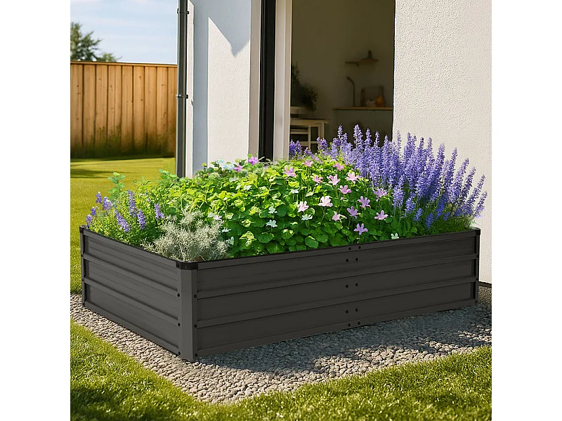 Bac de Jardin Surélevé Rectangulaire 180x90x30 cm Galvanisé Gris Foncé